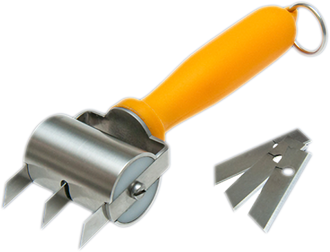 Photo of a RITZ-FIXX rind scarifier on a transparent background