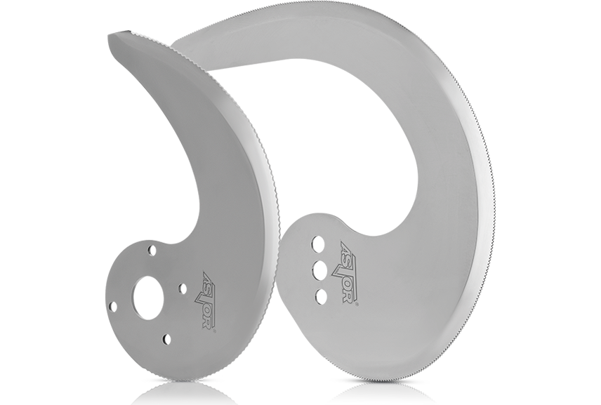 Photo of three different Involute blades on transparent background