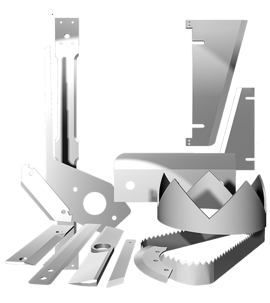 Models of various special knives on a transparent background